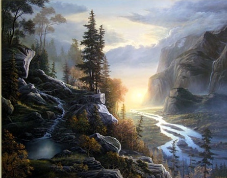 (image for) Handmade oil painting Copy paintings of famous artists Fred Buchwitz's high mountain stream - Click Image to Close
